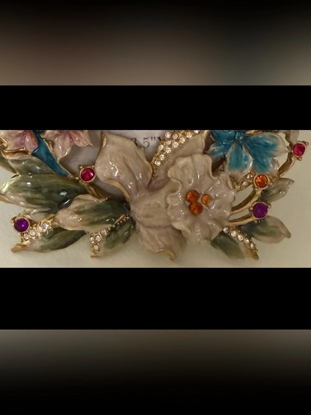 Vintage Ashleigh Manor Picture Frame with Lovely Florals & Rhinestones.